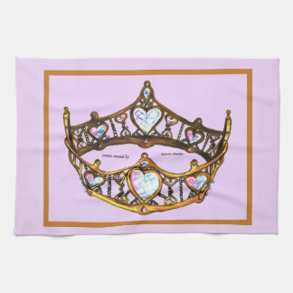 Hartenkoningin Gold Crown Tiara roze thistle Theedoek
