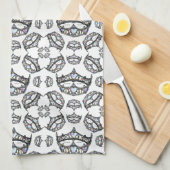 Hartenkoningin Silver Crown Tiaras White Theedoek (Quarter Fold)