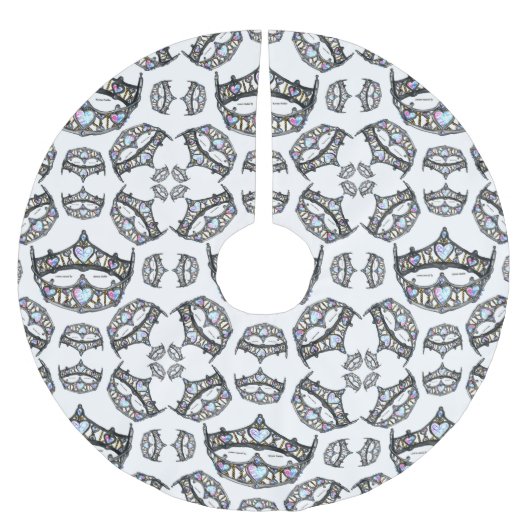 Hartenkoningin Silver Crowns Witte boomstam Tiaras Kerstboom Rok (Voorkant)