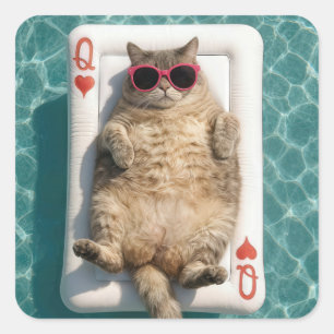 Hartenkoningin Tabby Kat Vierkante Sticker