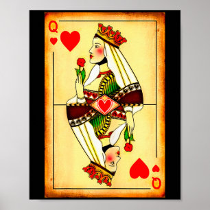 Hartenkoningin Vintage Bijpassend Stel Heilige Val Poster