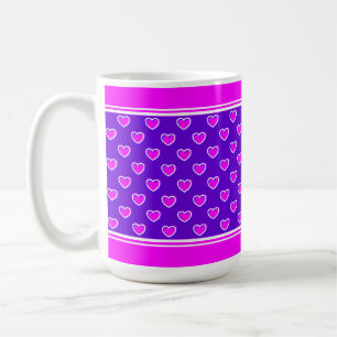 Hartenpatroon Strakke Kleuren Roze En Paars Koffiemok