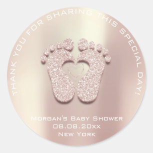 Hartenvoeten Baby shower Favor Gift Hartelijk dank Ronde Sticker