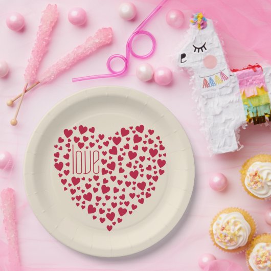 Hartenvolle hartslag Red ID733 Papieren Bordje (Feest)