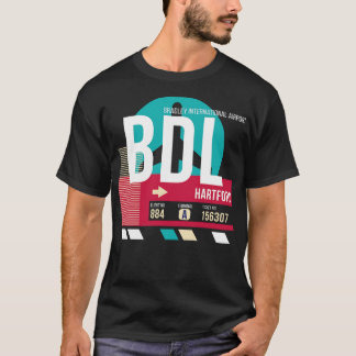 Hartford Connecticut BDL Airport Code Bagage Label T-shirt