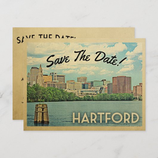 Hartford Connecticut bewaar de datum  Aankondigingskaart (Voorkant / Achterkant)