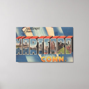 Hartford, Connecticut - grote letterscènes 4 Canvas Afdruk