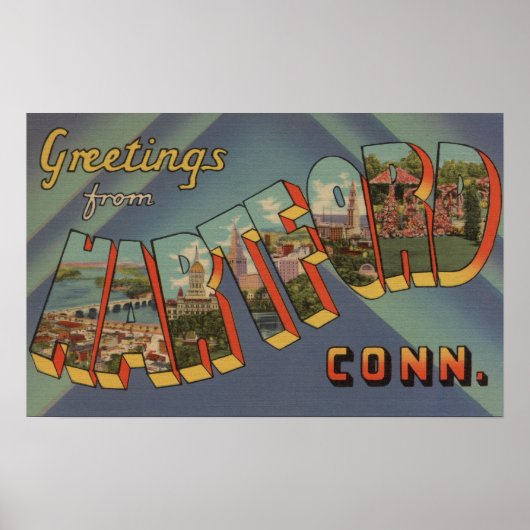 Hartford, Connecticut - grote letterscènes Poster (Voorkant)