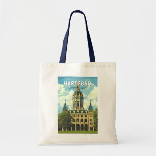 Hartford Connecticut Reizen Kunst Vintage Tote Bag