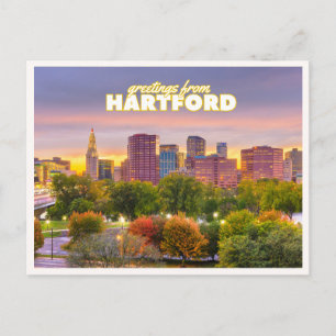 Hartford Connecticut Silhouette Herfstloof Groet Briefkaart