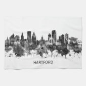 Hartford Connecticut Skyline BW Theedoek (Horizontaal)