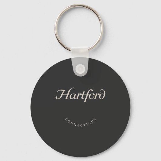 Hartford Connecticut White Font Sleutelhanger (Voorkant)
