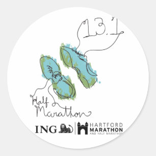 Hartford Half-Marathon: schoenen Ronde Sticker