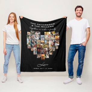 Hartfoto Collage Samen Familie Jubileum Fleece Deken