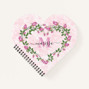 Harthart van roze florale notitieboek