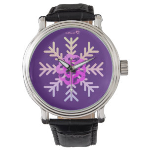 Harthorloge Paarse sneeuwvlok horloge