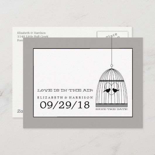  harthuwelijk sparen de datum aankondigingskaart (Voorkant / Achterkant)