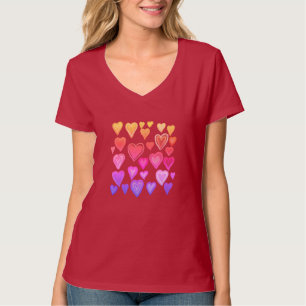 Hartig ontwerp rood, roze hart T-shirt