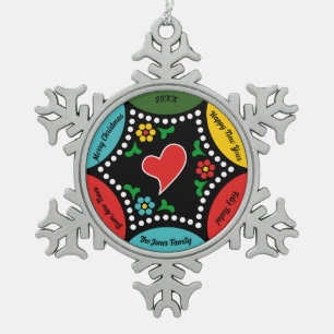 Hartig Portugees Kerstfeest en cadeaus Tin Sneeuwvlok Ornament