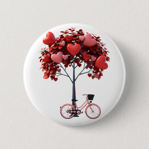 Hartige Boom Fiets Romantische Valentijn Ronde Kno Button 5,7 Cm