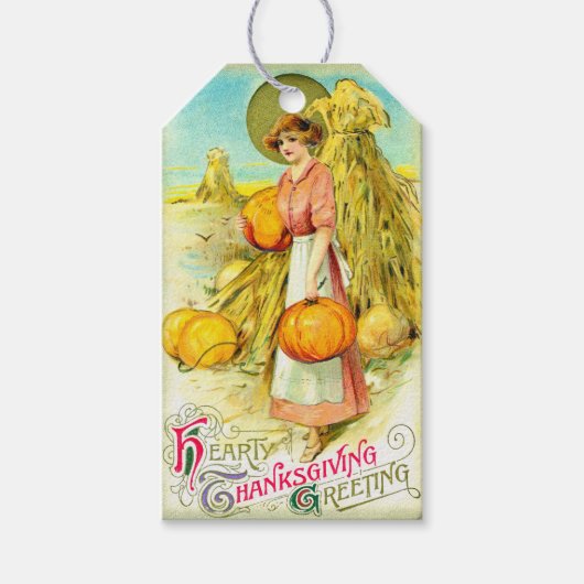  hartige Thanksgiving groet pompoen Cadeaulabel (Voorkant)