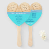 Hartjes Bruiloft op het strand ceremonieprogramma  Handwaaier (Voorkant en achterkant)