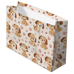 Hartjes Cute Puppy Watercolor Patroon (1) Groot Cadeauzakje
