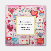 Hartjes en Liefde Letters Patroon Party Dank u Magneet (Voorkant)