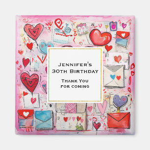 Hartjes en Liefde Letters Patroon Party Dank u Magneet