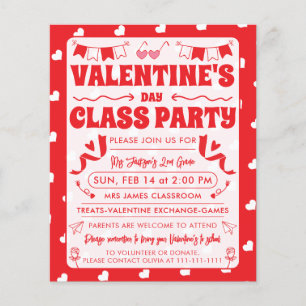 Hartjes Fijne Valentijnsdag Modern Liefdespatroon Flyer