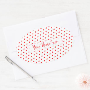 Hartjes Fijne Valentijnsdag Modern Liefdespatroon Ovale Sticker