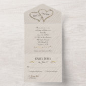 Hartjes in het zand op het strand all in one uitnodiging (Binnen)