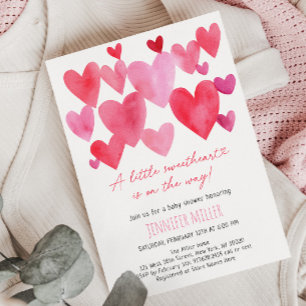 Hartjes Little Sweetheart Baby Shower Kaart