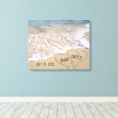 Hartjes op het strand met branding canvas afdruk (Insitu (Houten vloer))
