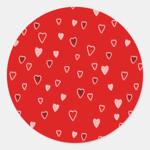 Hartjes op Rood Ronde Sticker