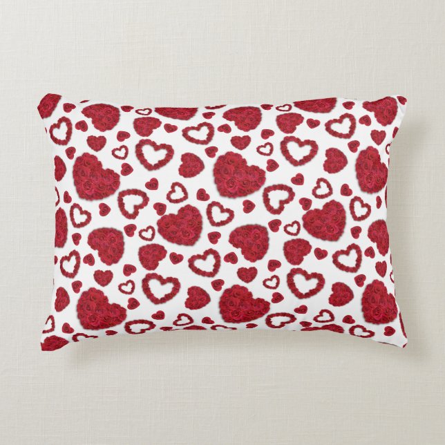 Hartjes Rode Rozen Patroon Minimalistische Valenti Accent Kussen (Voorkant)