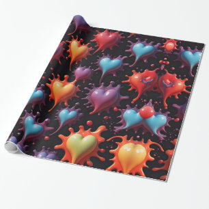 Hartjes spatten kunst cadeaupapier
