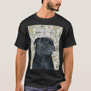 Hartjes stelen, pug hond handgemaakte kunst t-shirt