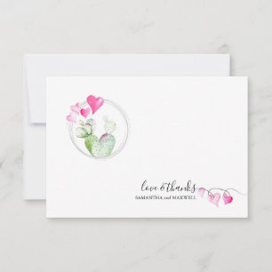 Hartjes Valentijnsdag Bedankkaart Cactus Notitiekaartje