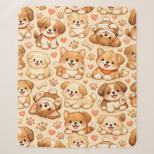 Hartjes Waterverfpatroon met Malle Honden (2) Sherpa Deken