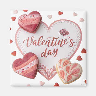 Hartjeskoekjes voor Valentijnsdag op een romantisc Magneet