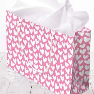 Hartjespatroon Roze Wit Valentijn Groot Cadeauzakje