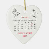 Hartkalender trouwdatum april 2024 keramisch ornament (Rechts)
