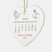 Hartkalender trouwdatum april 2024 keramisch ornament (Links)
