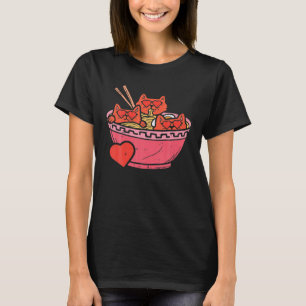 Hartkat Ramen Noodles Anime Cute Valentijnsdag T-shirt