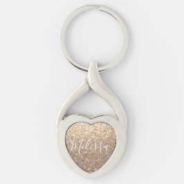 Hartkeychain Glitter Persoonlijke naam Sleutelhanger