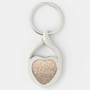 Hartkeychain Glitter Persoonlijke naam Sleutelhanger