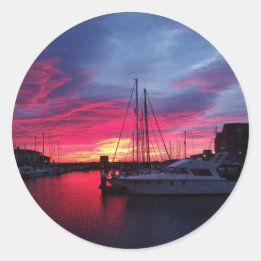 Hartlepool Marina Zonsondergang Ronde Sticker