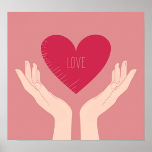 Hartliefde valentijn knipoogroze roze meisje poster