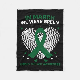 Hartlint In maart Draag we groene nierziekte Fleece Deken